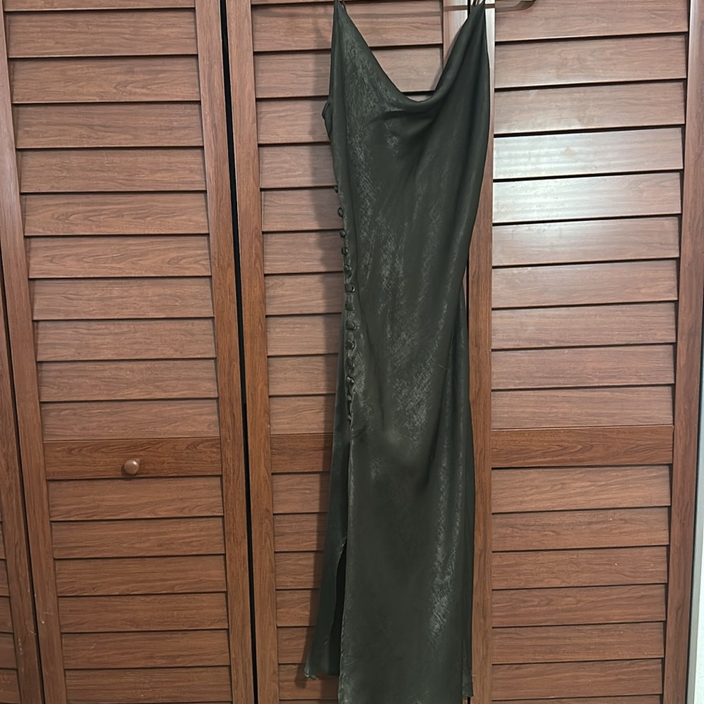 Zara dark chocolate Maxi Slip Dress Spaghetti Strap
